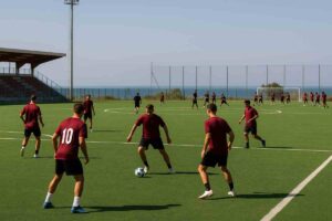 giocatori che corrono su un campo di calcio